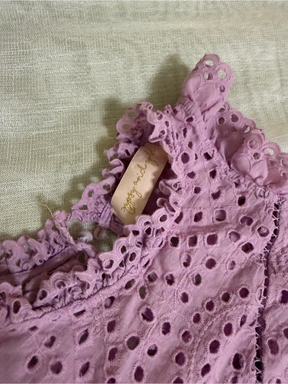 Gypsy and Gold Purple Eyelet Lace Sleeveless Top, Size S - Picture 6 of 10